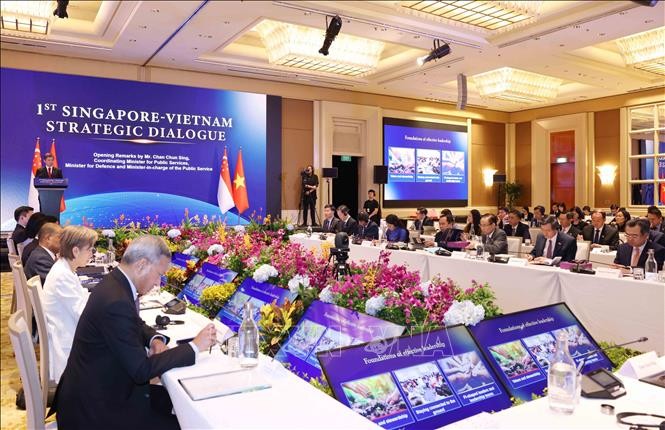 Đối thoại Chiến lược Việt Nam - Singapore lần thứ nhất giữa Đảng Cộng sản Việt Nam và Đảng Hành động Nhân dân Singapore. Ảnh: Phương Hoa - TTXVN