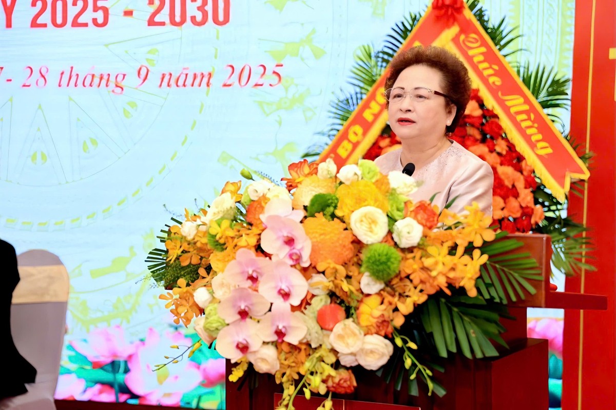 Bà Nguyễn Thị Nga phát biểu tại Đại hội Đại biểu Toàn quốc lần thứ III, nhiệm kỳ 2025-2030 của VPBA.