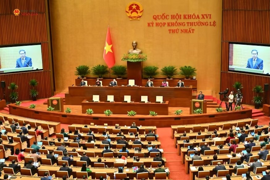 Phiên bế mạc Kỳ họp không thường lệ lần thứ nhất, Quốc hội khóa XVI. Ảnh: Báo ĐBND