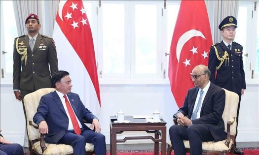 Politburo Member and Permanent Member of the Communist Party of Việt Nam (CPV) Central Committee’s Secretariat Tran Cam Tu (L) meets with President of SingaporeTharman Shanmugaratnam on the afternoon of August 25. (Photo: VNA)