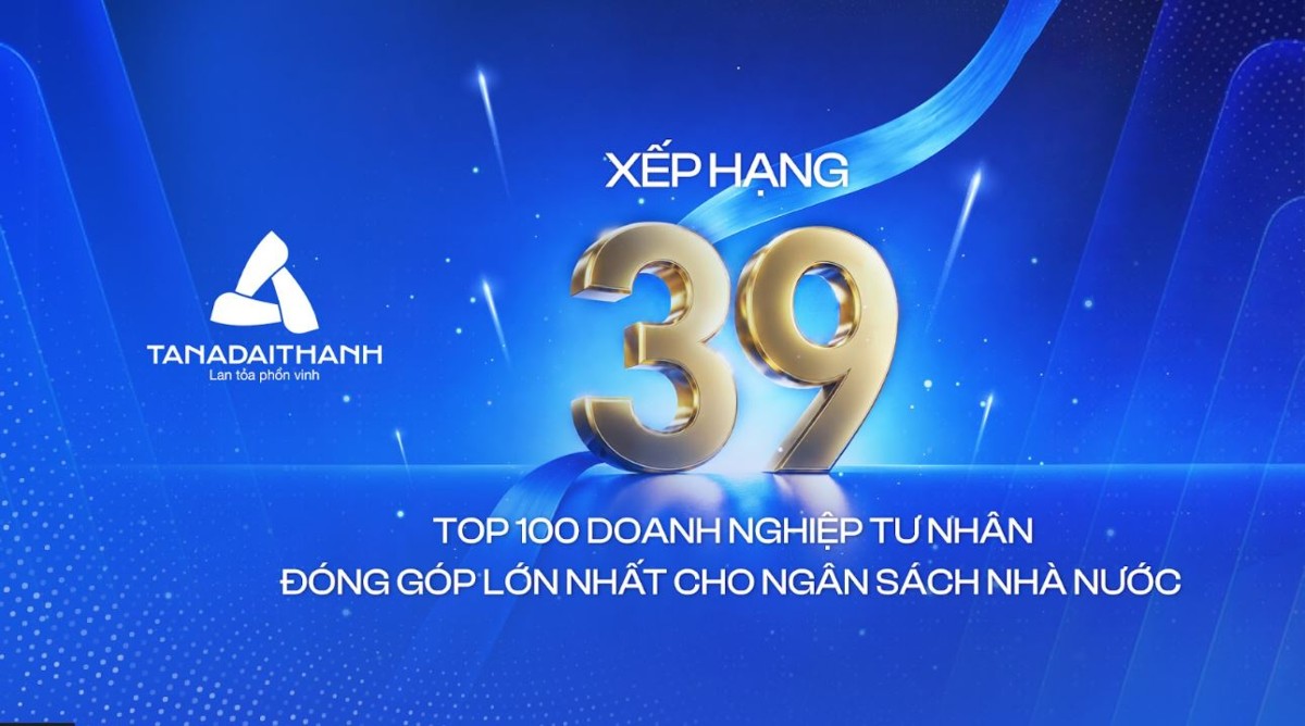 Tân Á Đại Thành xếp thứ 39 trong PRIVATE 100 với số nộp ngân sách Nhà nước năm 2025 đạt 1.474 tỷ đồng.