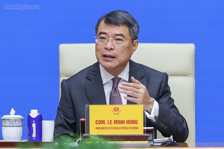 Thủ tướng Lê Minh Hưng phát biểu tại cuộc gặp các doanh nghiệp Trung Quốc đang đầu tư tại Việt Nam - Ảnh: chinhphu.vn/Nhật Bắc
