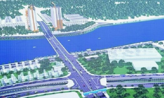 A graphic design of the Le Thanh Nghi – Cach Mang Thang Tam – Thang Long – Hoa Xuan Bridge approach interchange complex. (Photo: The projects management board)