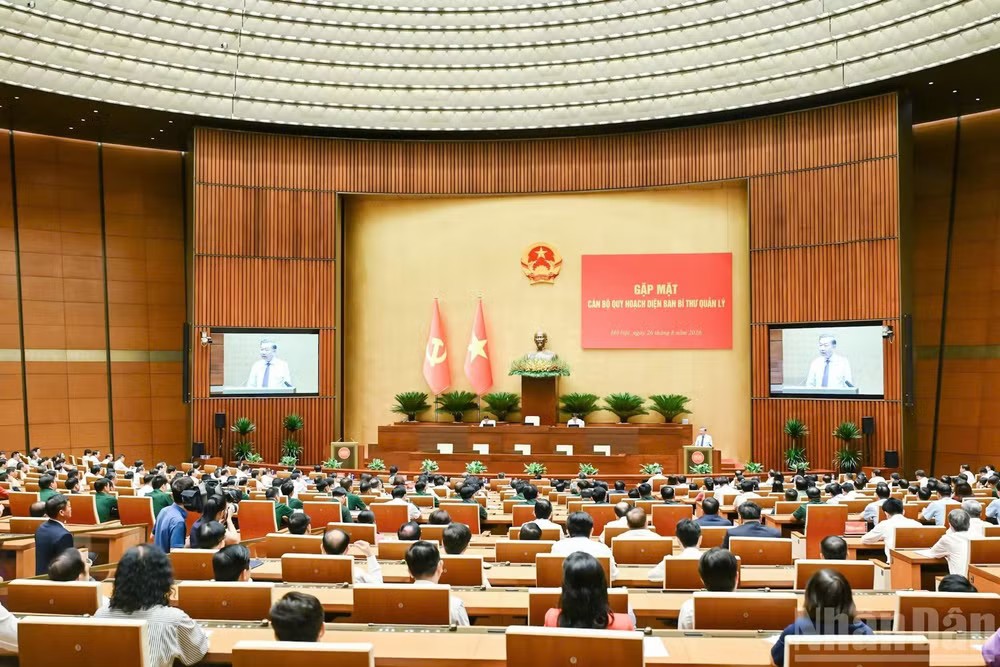 Quang cảnh gặp mặt cán bộ quy hoạch diện Ban Bí thư quản lý. Ảnh: Duy Linh/Nhân Dân