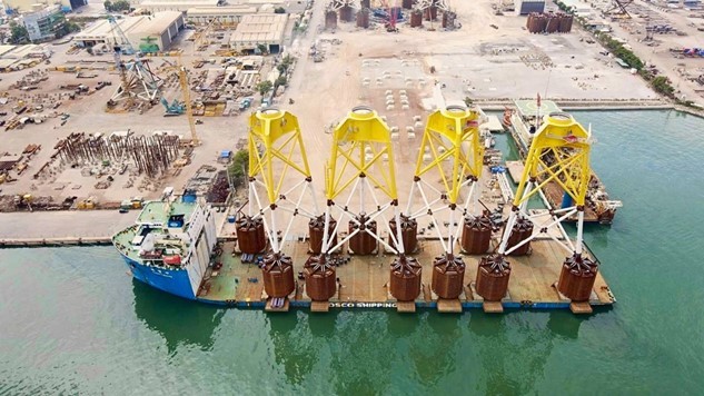 Các cấu kiện chân đế cho CHW2204 được PPL hoàn thành hạ thủy (load-out) tại cảng PV Shipyard tháng 11/2024.