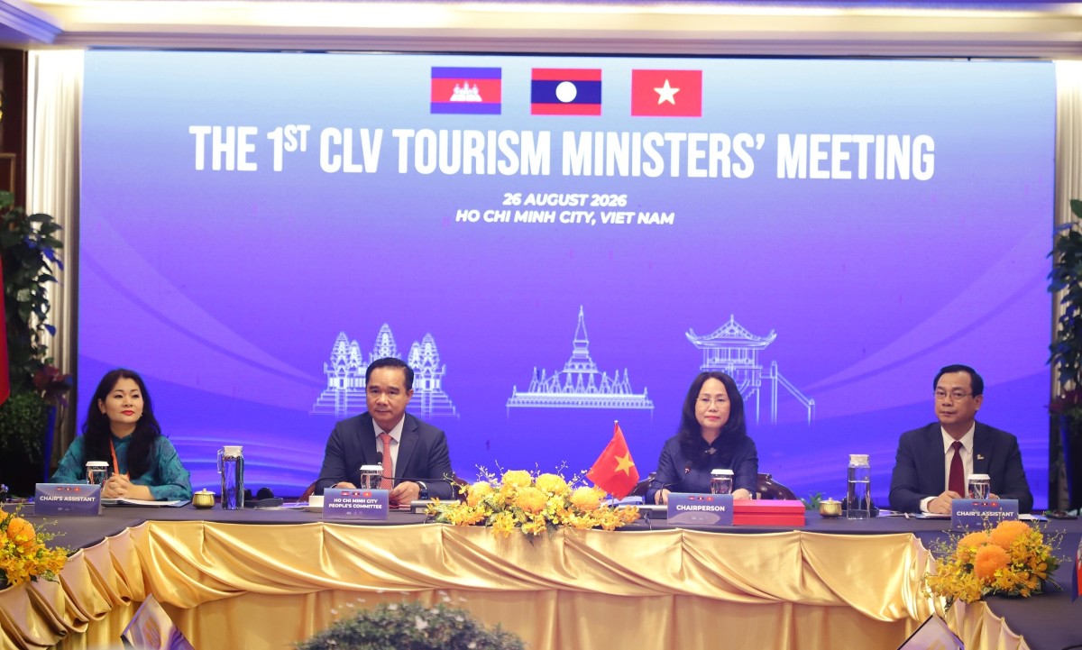 Bộ trưởng Lâm Thị Phương Thanh chủ trì Hội nghị Bộ trưởng Du lịch Campuchia - Lào - Việt Nam (CLV) lần thứ nhất. Ảnh: BVHTTDL