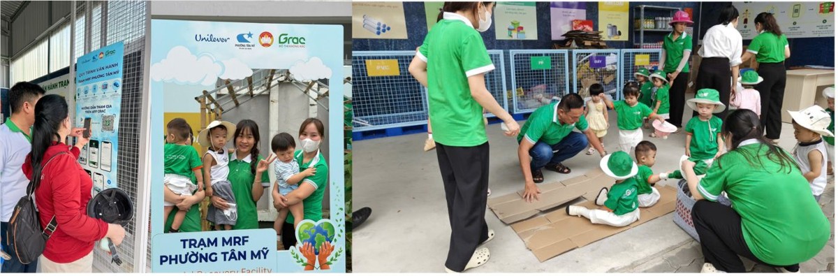 Mô hình phân loại rác được thử nghiệm tại phường Tân Mỹ. Ảnh: Unilever Việt Nam