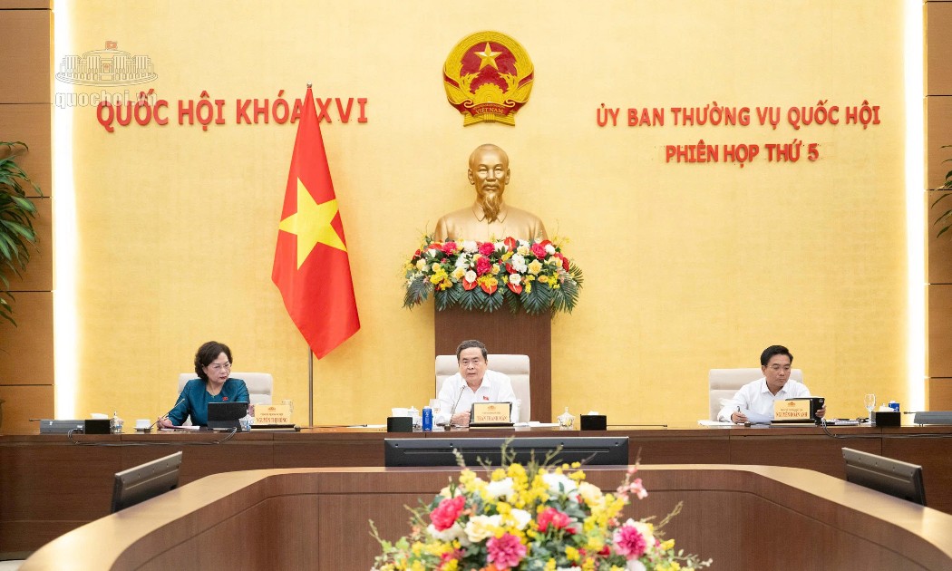 Chủ tịch Quốc hội Trần Thanh Mẫn và các Phó Chủ tịch Quốc hội tại Phiên họp - Ảnh:quochoi.vn