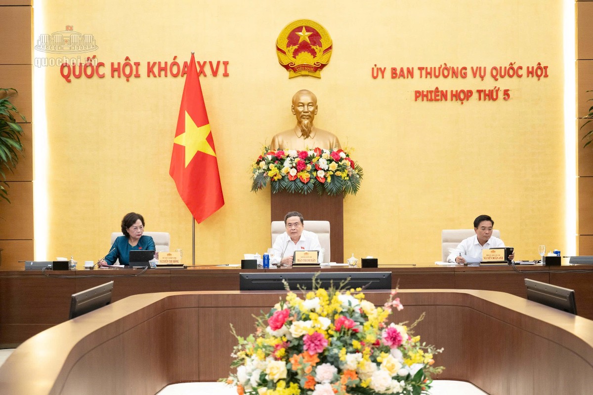 Chủ tịch Quốc hội Trần Thanh Mẫn và các Phó Chủ tịch Quốc hội tại Phiên họp - Ảnh:quochoi.vn
