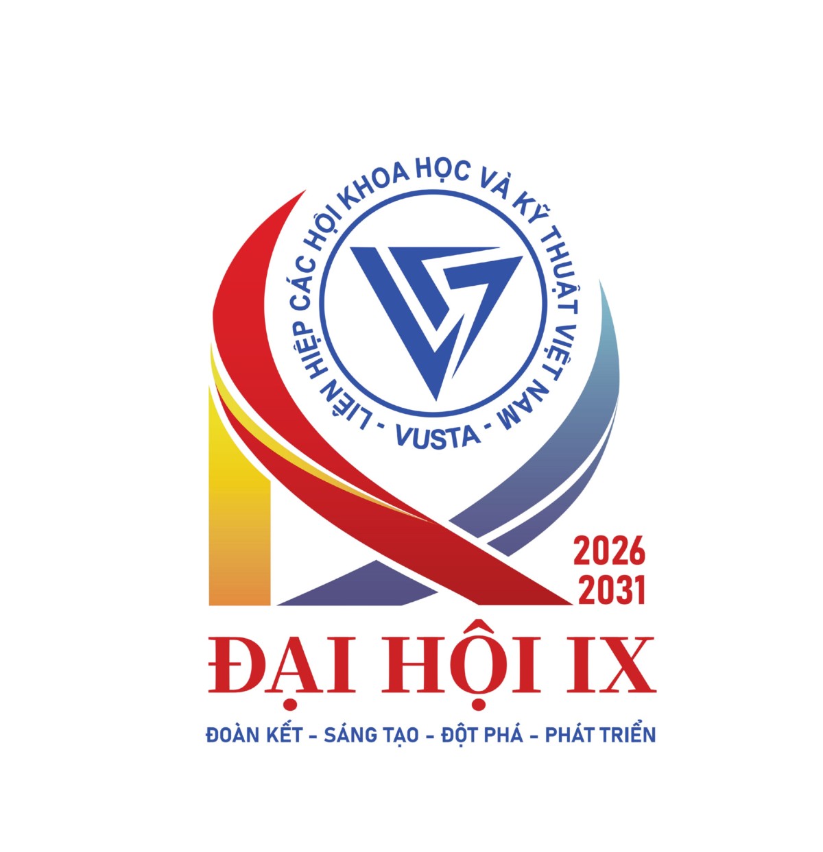 Logo chính thức của Đại hội đại biểu Liên hiệp các Hội Khoa học và Kỹ thuật Việt Nam lần thứ IX, nhiệm kỳ 2026-2031