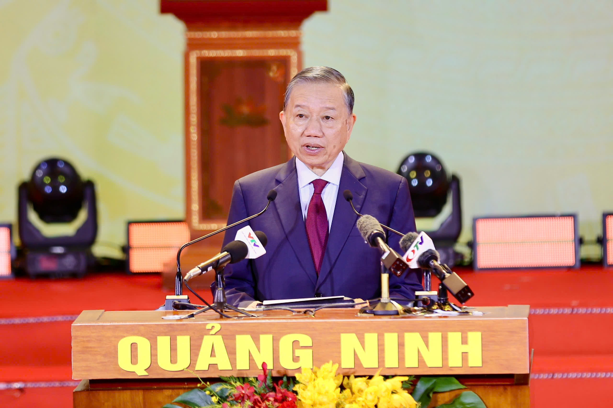 Tổng Bí thư, Chủ tịch nước Tô Lâm dự và phát biểu tại buổi lễ. Ảnh: Quảng Ninh