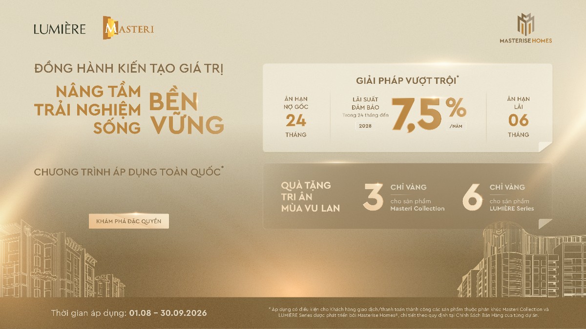Giải pháp tài chính của Masterise Homes phối hợp với Techcombank giúp khách hàng thêm chủ động trong kế hoạch sở hữu bất động sản, an tâm kiến tạo tổ ấm và hoạch định tương lai dài hạn.