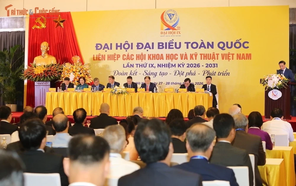Quang cảnh Phiên làm việc thứ nhất Đại hội đại biểu toàn quốc Liên hiệp các Hội Khoa học và Kỹ thuật Việt Nam lần thứ IX, nhiệm kỳ 2026-2031