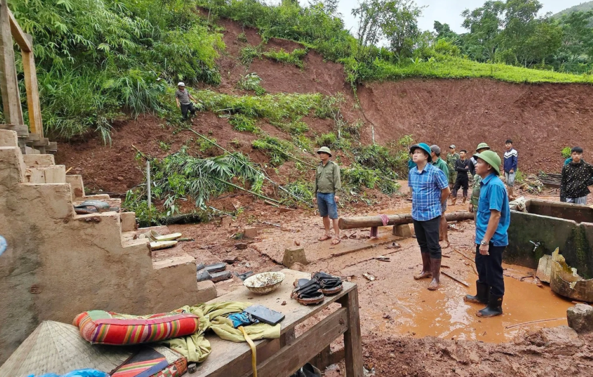 UBND xã Mường Chiên (Sơn La) kiểm tra thiệt hại và công tác khắc phục hậu quả thiên tai trên địa bàn. Ảnh: Xã Mường Chiên.