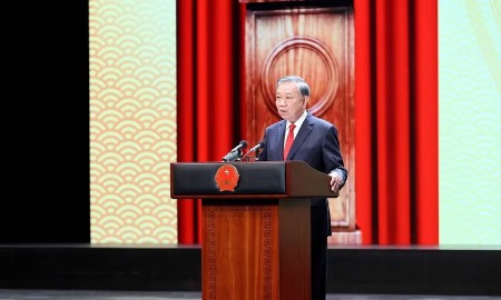 Tổng Bí thư, Chủ tịch nước Tô Lâm đọc diễn văn kỷ niệm 81 năm Quốc khánh nước Cộng hòa xã hội Chủ nghĩa Việt Nam - Ảnh: TTXVN