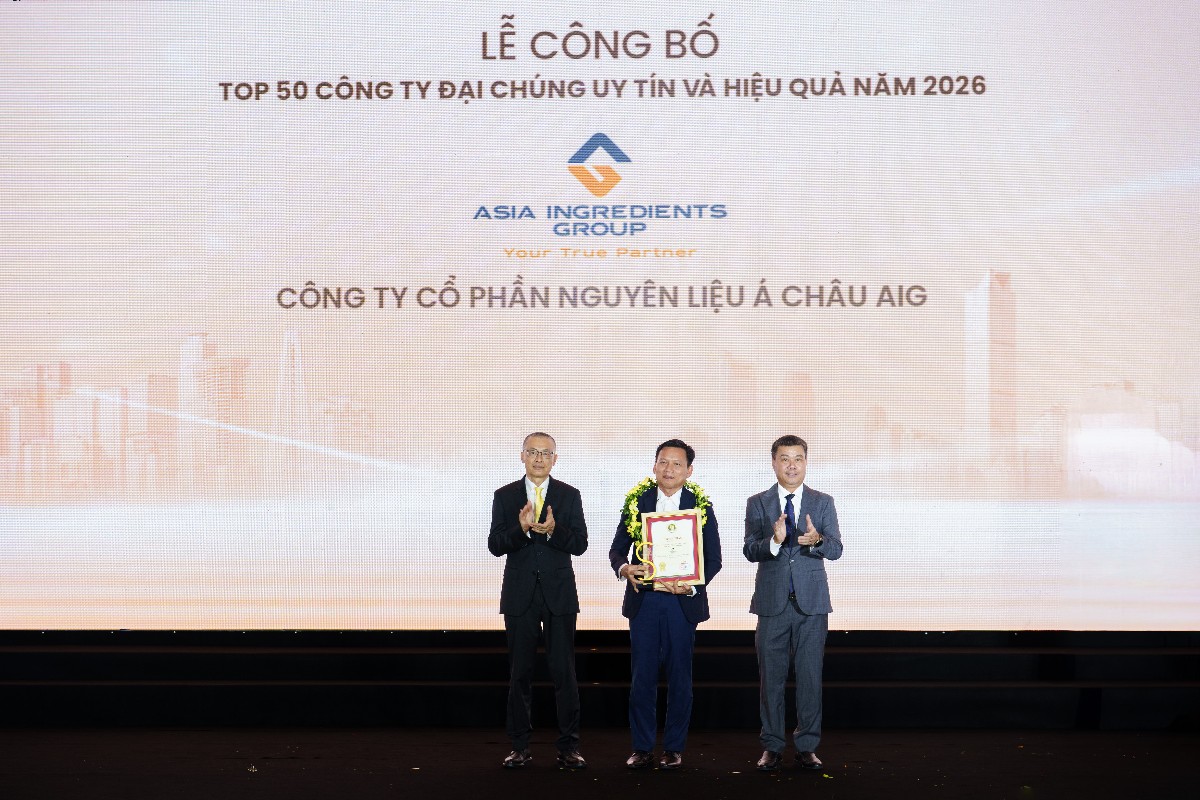 AIG vừa được Vietnam Report vinh danh trong Top 50 Công ty Đại chúng Uy tín và Hiệu quả năm 2026. Nguồn: AIG.