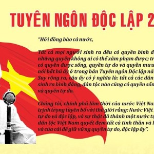 Bản tuyên ngôn độc lập được Chủ tịch Hồ Chí Minh long trọng công bố với quốc dân, đồng bào và toàn thế giới ngày 2/9/1945.