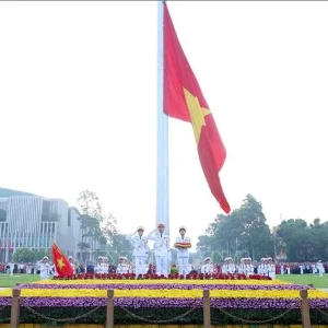 Lễ Thượng cờ mừng 81 năm Quốc khánh 2-9 tại Quảng trường Ba ĐÌnh (Hà Nội) ngày 2-9. Ảnh: TTXVN