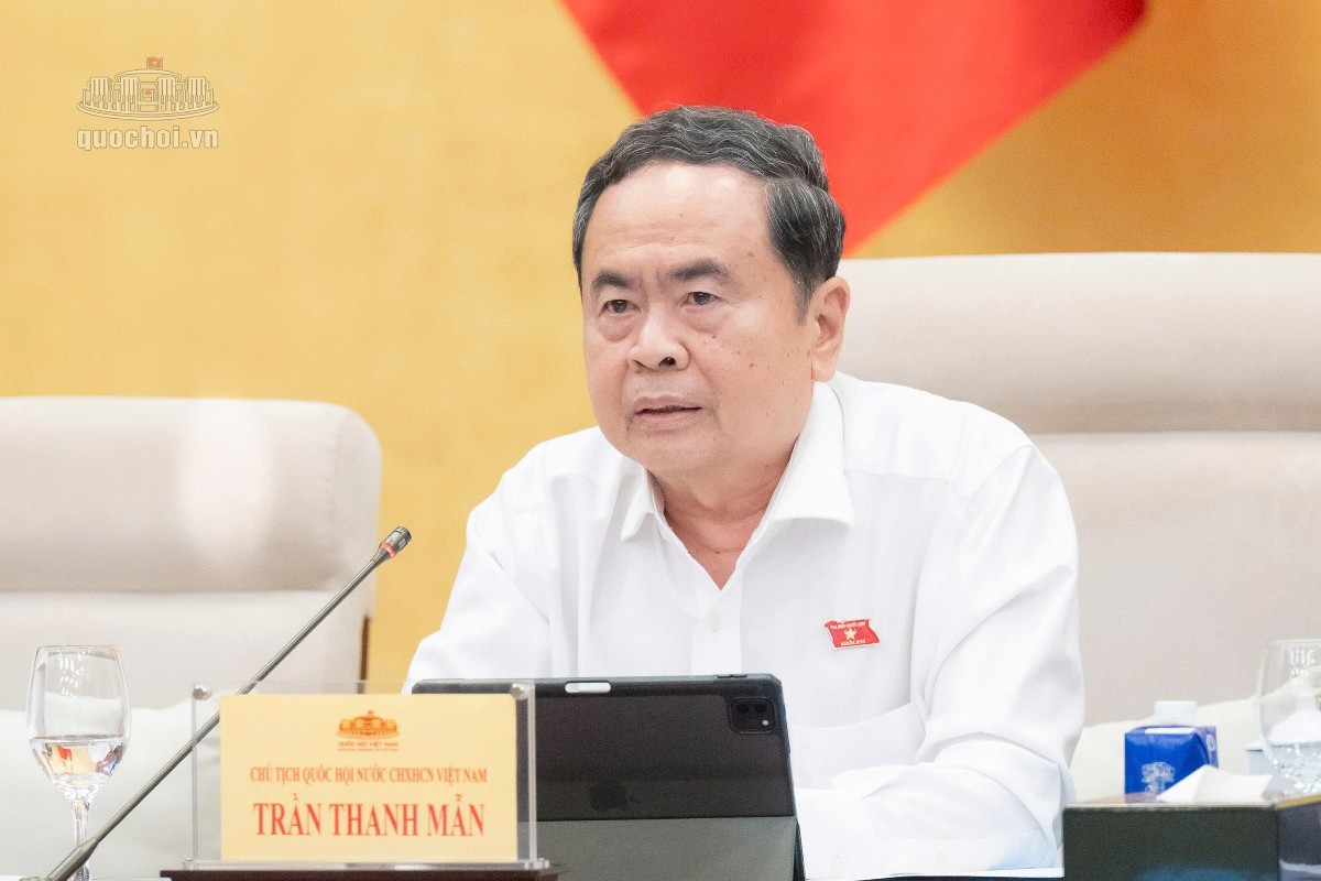Chủ tịch Quốc hội Trần Thanh Mẫn điều hành phiên họp. Ảnh: Cổng thông tin điện tử Quốc hội.