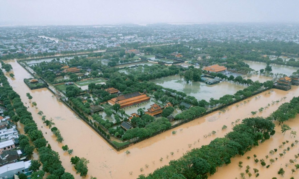 Hình ảnh Kinh thành Huế ngập trong nước lũ cuối tháng 10/2025. Ảnh: Hiếu Trương.