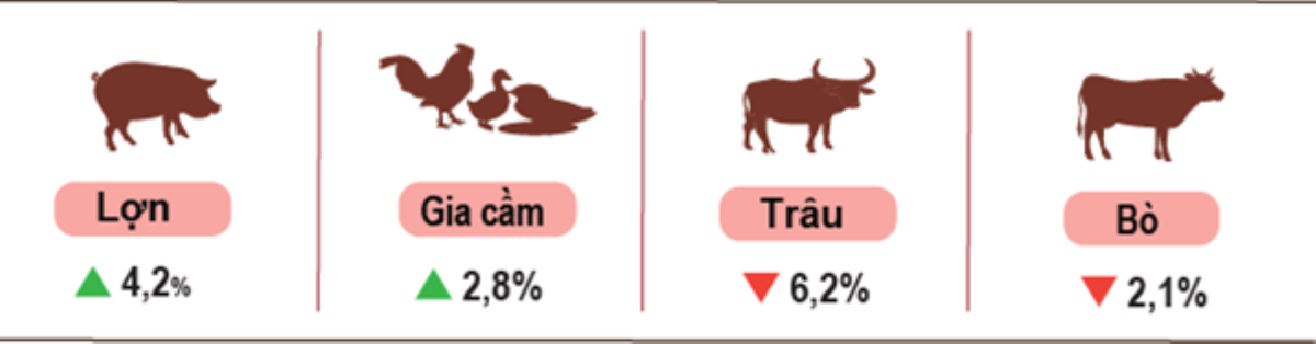 Tăng trưởng các đàn vật nuôi. Nguồn: Cục Thống kê.