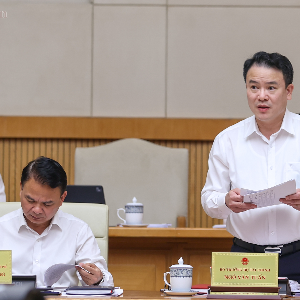 Thứ trưởng Bộ Tài chính Trần Quốc Phương phát biểu tại phiên họp Chính phủ thường kỳ tháng 8 - Ảnh: chinhphu.vn