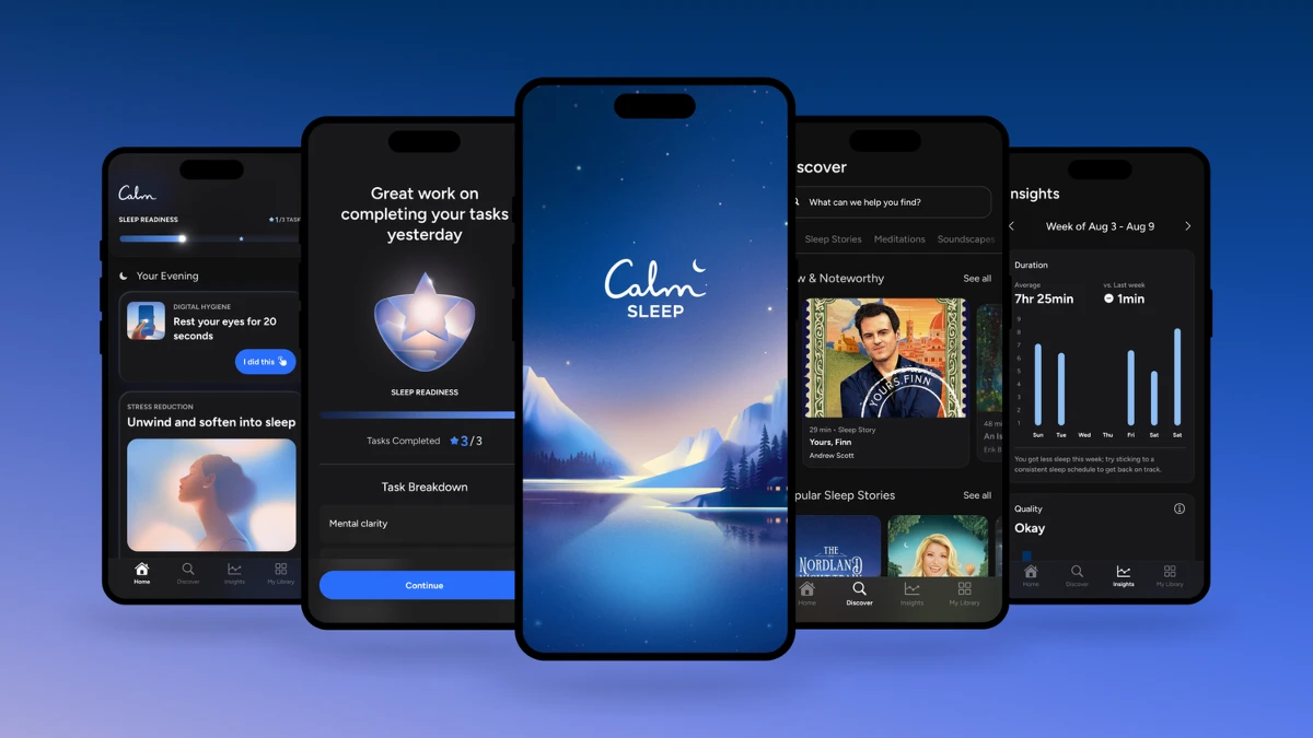 Giao diện Calm Sleep, sản phẩm trong hệ sinh thái chăm sóc giấc ngủ ra mắt năm 2025. Ảnh: Calm