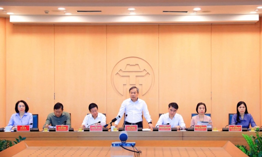 Phiên họp thường kỳ tháng 9/2026 của Ủy ban nhân dân Thành phố Hà Nội, sáng 4/9. Ảnh: Phạm Linh.