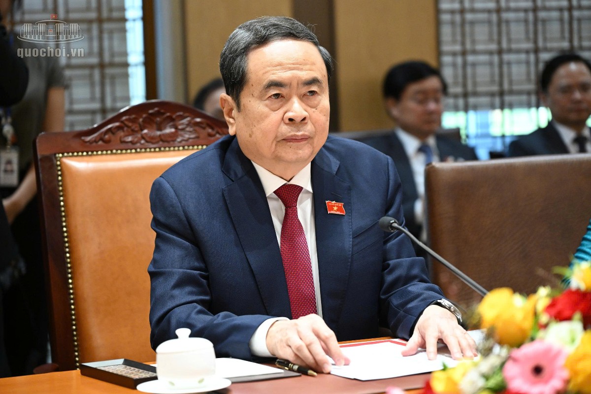 Chủ tịch Quốc hội Trần Thanh Mẫn chủ trì hội đàm. Ảnh: Cổng thông tin điện tử Quốc hội.