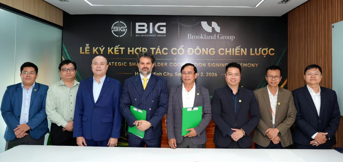 Lễ ký kết hợp tác cổ đông chiến lược của Tập đoàn BIG và Brookland Group vào ngày 2/9/2026.