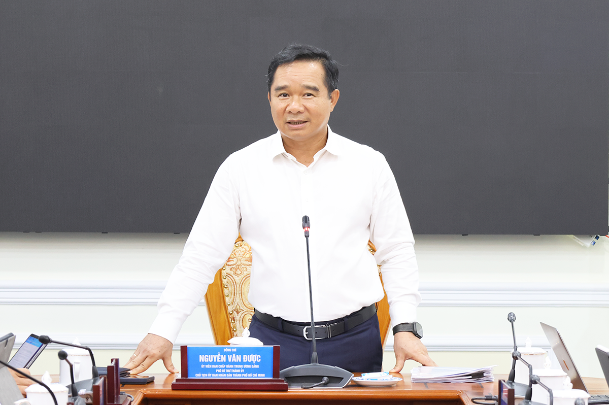 Chủ tịch UBND TP. Hồ Chí Minh Nguyễn Văn Được phát biểu tại buổi làm việc - Ảnh: Cổng thông tin điện tử Thành phố.
