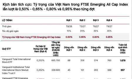 Dòng vốn thụ động vào Việt Nam có thể lên tới 4,45 tỷ USD trong thời gian tới?