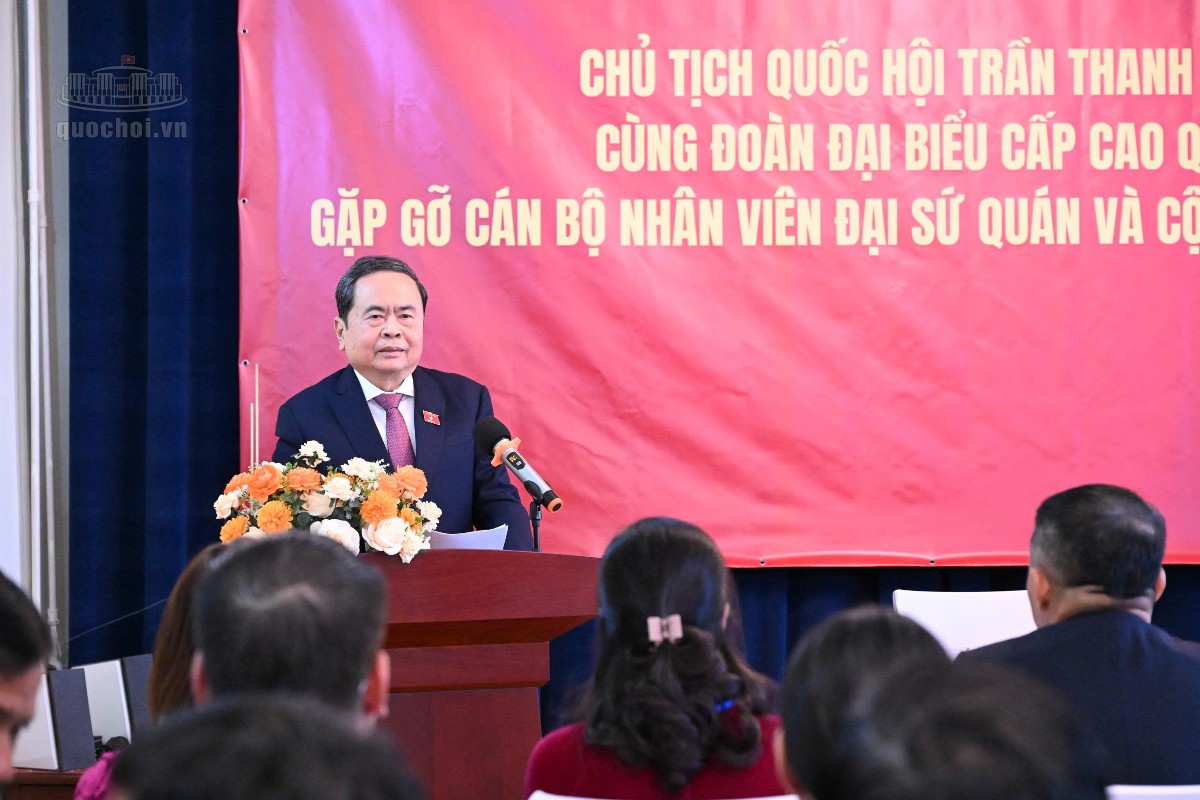 Chủ tịch Quốc hội Trần Thanh Mẫn phát biểu. Ảnh: Cổng thông tin điện tử Quốc hội.