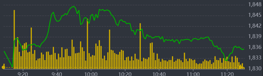 Diễn biến VN-Index sáng nay.