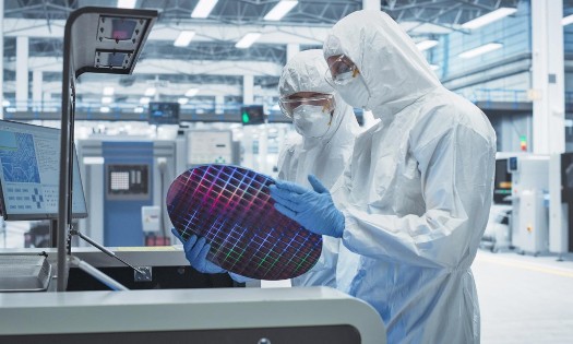 Technicians examine a semiconductor wafer at a high-tech plant. (Photo: ARC Group)