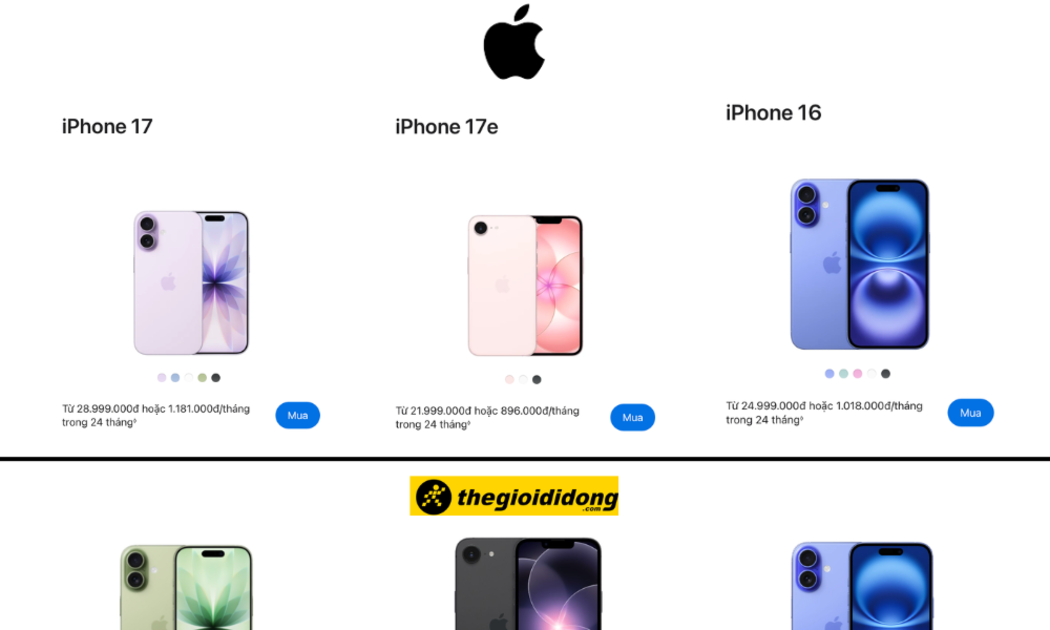 So sánh giá bán iPhone trên website của Apple và nhà phân phối tại Việt Nam. Ảnh: Bạch Dương 