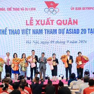 Lễ xuất quân của Đoàn thể thao Việt Nam tham dự ASIAD 20 từ ngày 19/9 đến 04/10 tại Nhật Bản. Ảnh: Ủy ban Olympic Việt Nam