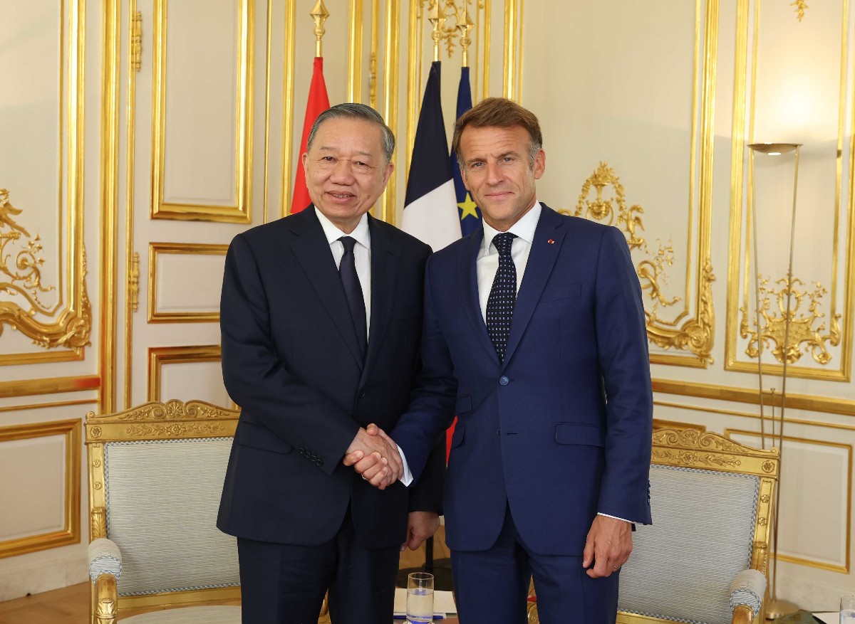 Tổng Bí thư, Chủ tịch nước Tô Lâm và Tổng thống Pháp Emmanuel Macron hội đàm - Ảnh: TTXVN.