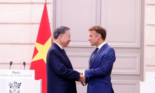 General Secretary of the Communist Party of Vietnam Central Committee and President To Lam (left) and French President Emmanuel Macron. (Photo: VNA)