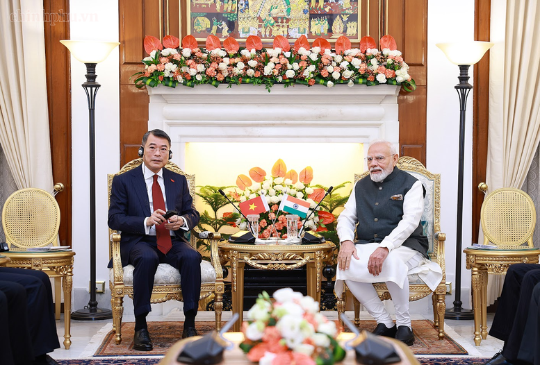 Thủ tướng Chính phủ Lê Minh Hưng hội đàm với Thủ tướng Ấn Độ Narendra Modi. Ảnh: chinhphu.vn/Nhật Bắc