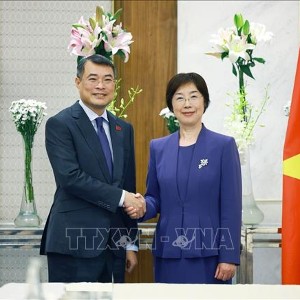 Thủ tướng Lê Minh Hưng tiếp bà Zou Jiayi, Chủ tịch Ngân hàng Đầu tư Cơ sở hạ tầng Châu Á (AIIB). Ảnh: Dương Giang – TTXVN