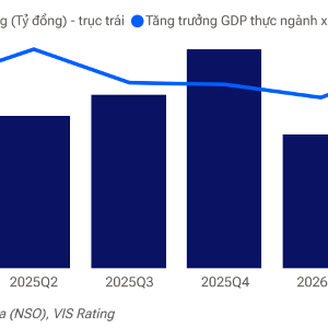 Tăng trưởng của ngành xây dựng qua các quý. Nguồn: VIS Rating.