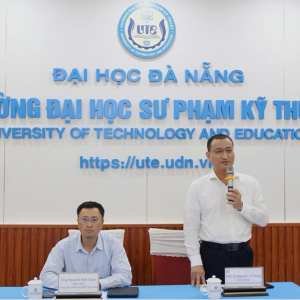 Lãnh đạo Trung tâm Hỗ trợ khởi nghiệp đổi mới sáng tạo Đà Nẵng phối hợp với Trường Đại học Sư phạm Kỹ thuật, đồng chủ trì hội thảo. Ảnh TT Hỗ trợ KNĐMST Đà Nẵng.