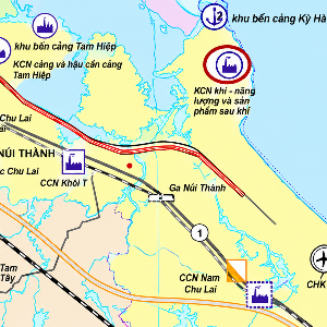Bản đồ xã Núi Thành-nơi được Quy hoạch phân khu xây dựng Khu công nghiệp khí - năng lượng. Ảnh chụp từ bản đồ.
