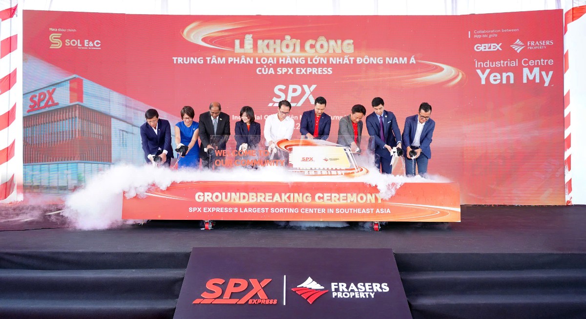 Trung tâm phân loại hàng hóa SPX tại Hưng Yên được khởi công xây dựng năm 2025 với công suất xử lý dự kiến lên tới 7 triệu bưu kiện mỗi ngày. Nguồn: SPX.