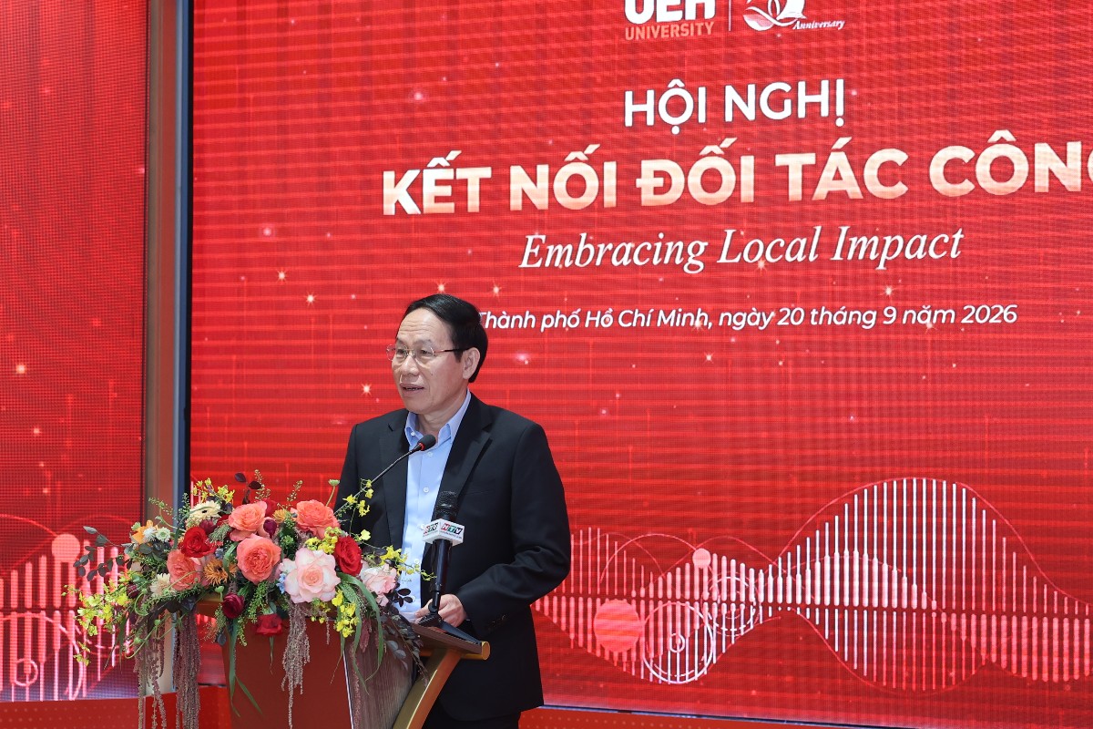 Phó Thủ tướng Lê Tiến Châu phát biểu tại hội nghị - Ảnh: UEH.