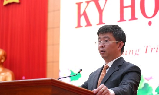 Ông Bùi Hoàng Phương, Chủ tịch UBND tỉnh Quảng Trị phát biểu nhận nhiệm vụ. Ảnh: Trung Đức