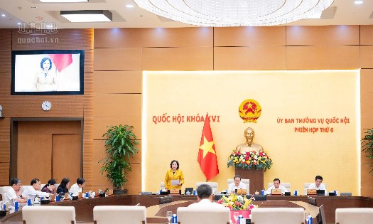 Phó Chủ tịch Quốc hội Nguyễn Thị Hồng điều hành Phiên họp. Ảnh: Cổng thông tin điện tử Quốc hội.