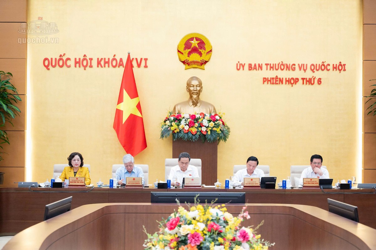 Quang cảnh Phiên họp thứ 6 của Ủy ban Thường vụ Quốc hội chiều 21/9. Ảnh: Cổng thông tin điện tử Quốc hội.