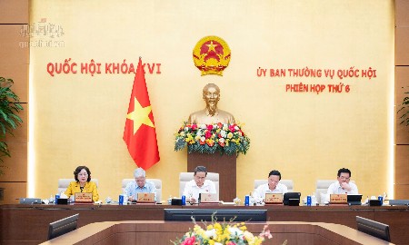 Quang cảnh Phiên họp thứ 6 của Ủy ban Thường vụ Quốc hội chiều 21/9. Ảnh: Cổng thông tin điện tử Quốc hội.